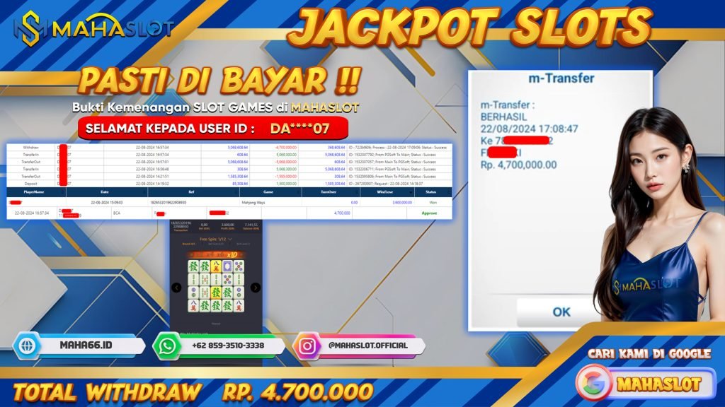 MAHASLOT JACKPOT SLOT MAHJONG WAYS Rp.4.700.000,- LUNAS